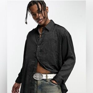 Collusion - oversized crinkled satin shirt